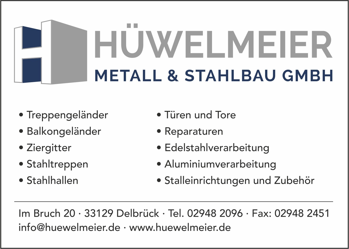 Metallbau Hüwelmeier online 2026